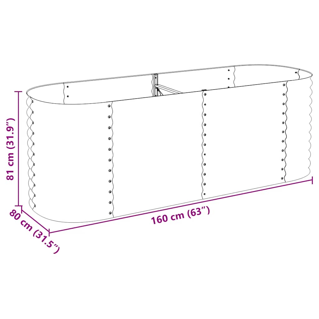 Garden Raised Bed 240x80x81 cm Galvanised Steel Silver