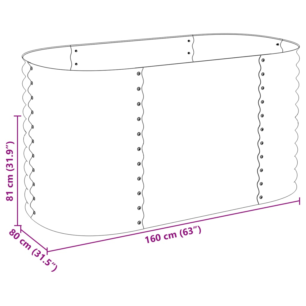 Garden Raised Bed 160x80x81 cm Galvanised Steel Silver