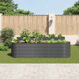 Garden Raised Bed 320x80x81 cm Galvanised Steel Grey