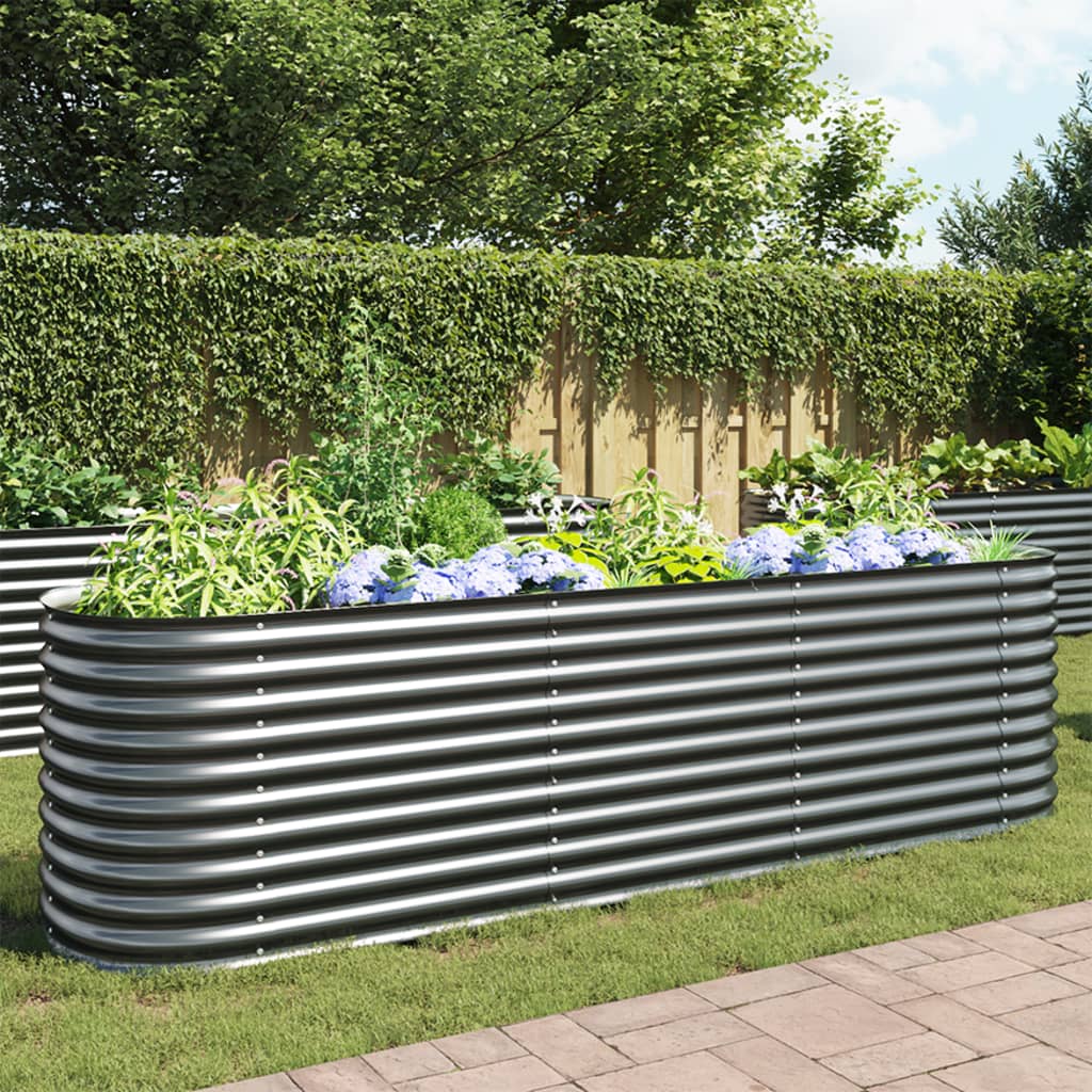 Garden Raised Bed 320x80x81 cm Galvanised Steel Grey