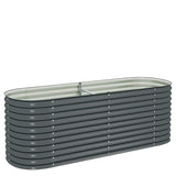 Garden Raised Bed 240x80x81 cm Galvanised Steel Grey