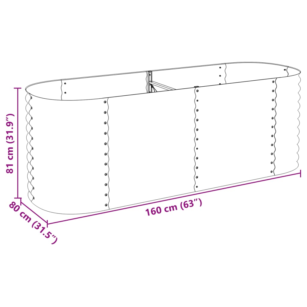 Garden Raised Bed 240x80x81 cm Galvanised Steel Grey