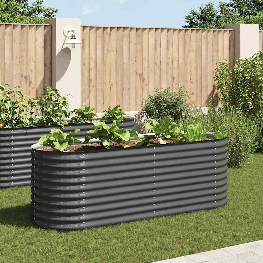 Garden Raised Bed 240x80x81 cm Galvanised Steel Grey