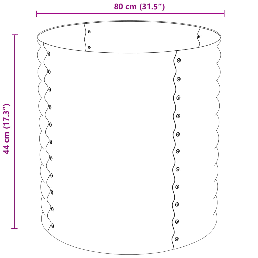 Garden Raised Bed 80x80x81 cm Galvanised Steel Grey