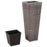 Garden Raised Beds 3 pcs Poly Rattan Grey