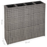 Garden Raised Bed with 4 Pots Poly Rattan Grey