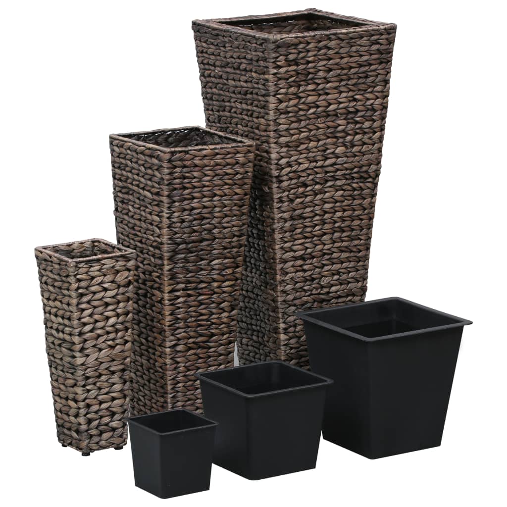 Raised Beds 3 pcs Water Hyacinth Dark Brown