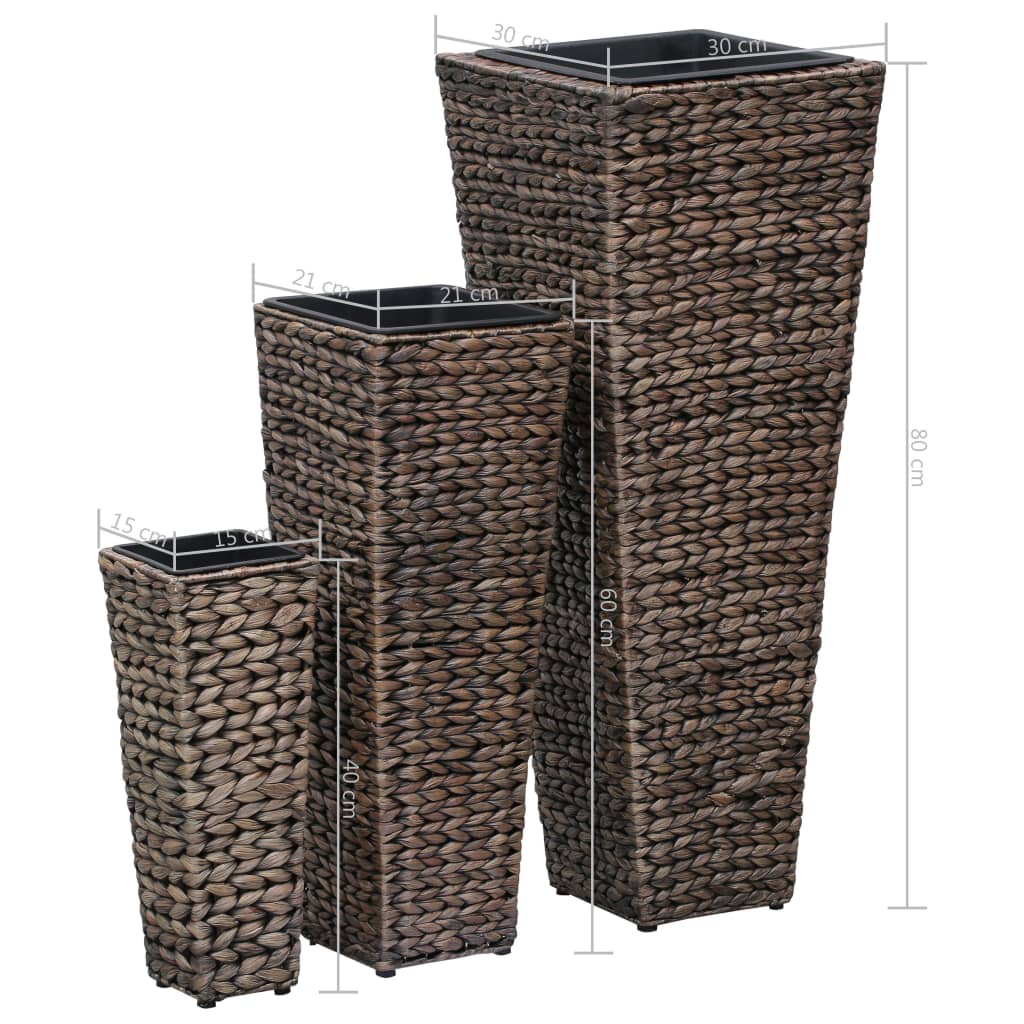 Raised Beds 3 pcs Water Hyacinth Dark Brown