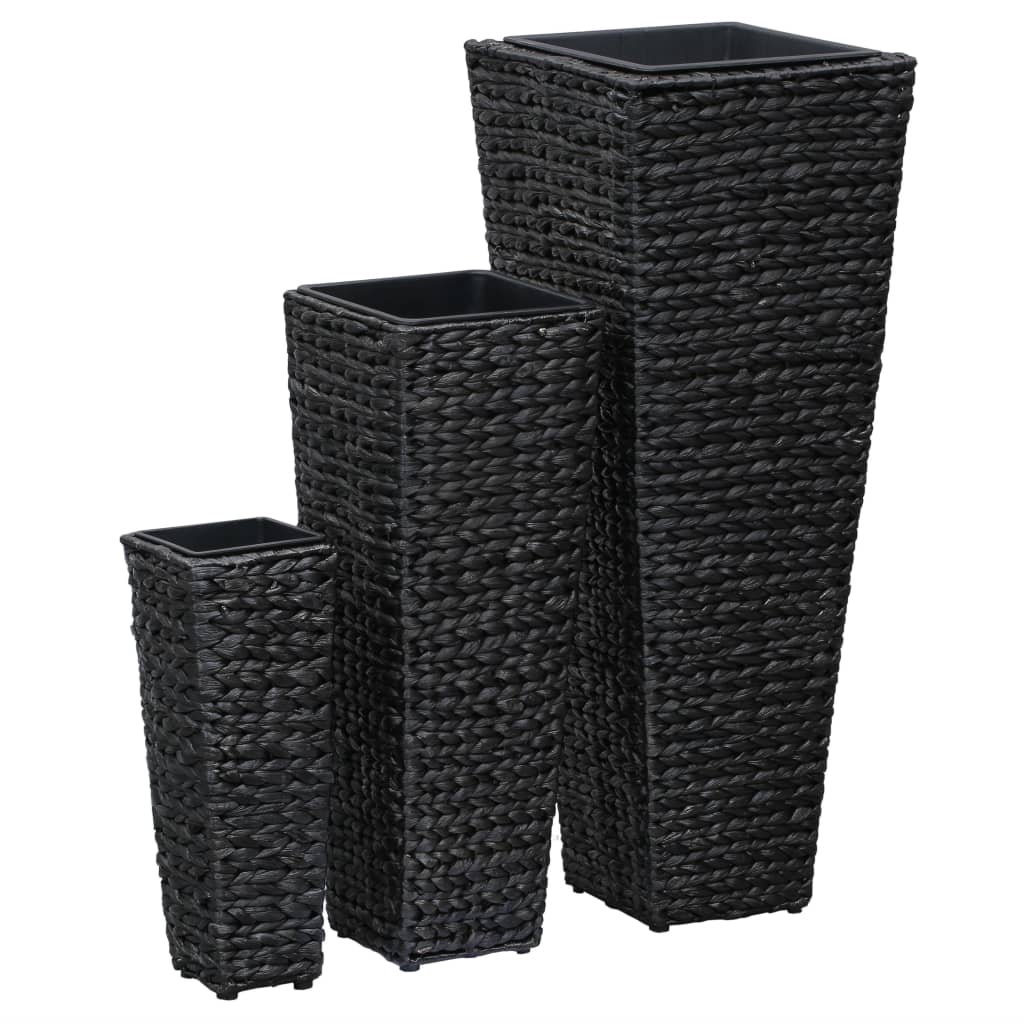 Raised Beds 3 pcs Water Hyacinth Black