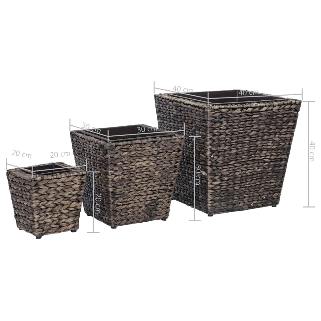 Raised Beds 3 pcs Water Hyacinth Brown