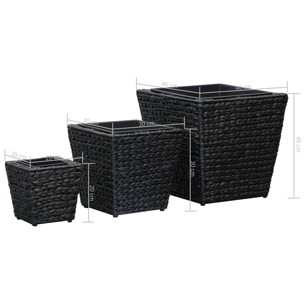 Raised Beds 3 pcs Water Hyacinth Black