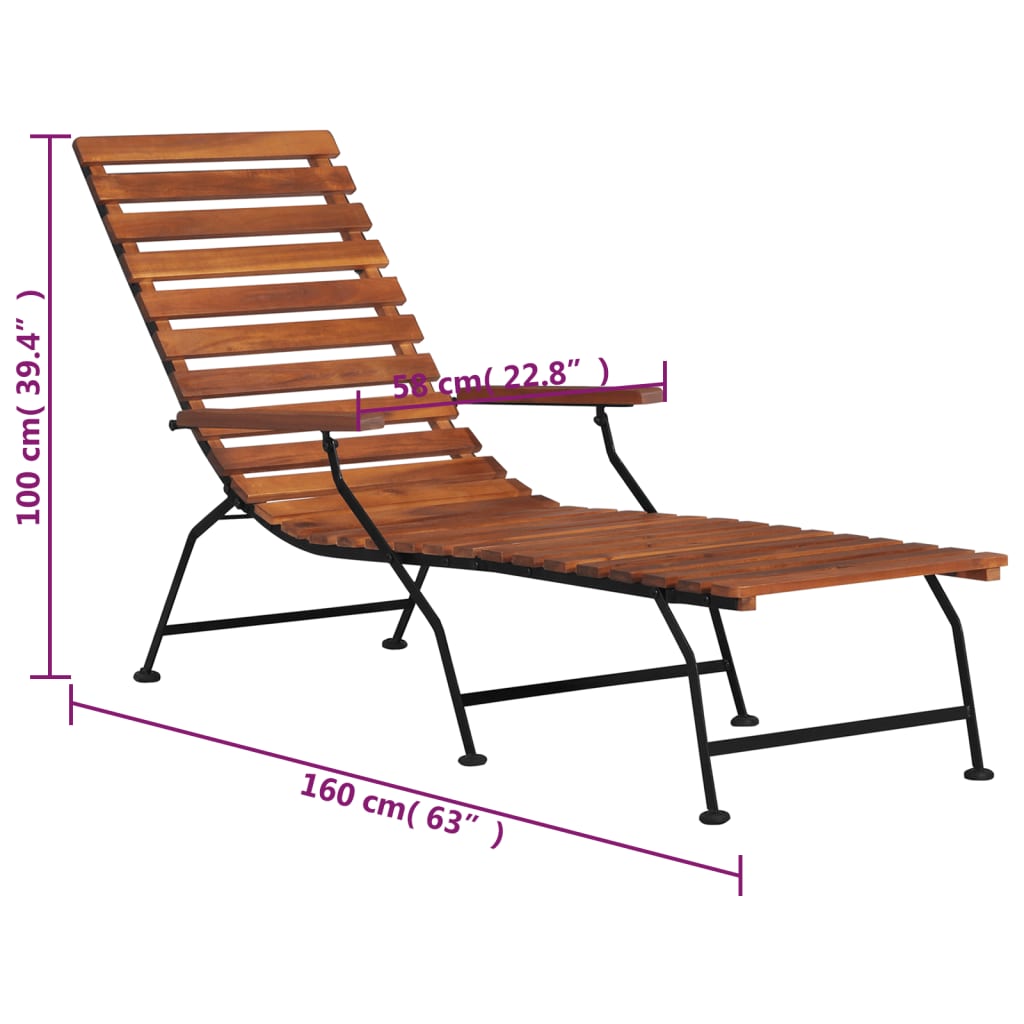 Outdoor Deck Chair Solid Acacia Wood