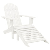 Garden Chair with Ottoman Wood White