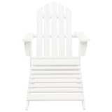 Garden Chair with Ottoman Wood White