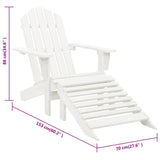 Garden Chair with Ottoman Wood White