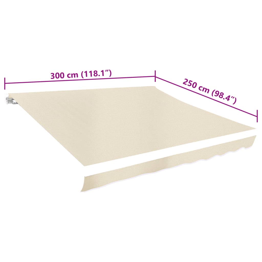 Awning Top Sunshade Canvas Cream 3 x 2.5 m (Frame Not Included)