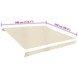 Awning Top Sunshade Canvas Cream 3 x 2.5 m (Frame Not Included)