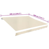 Awning Top Sunshade Canvas Cream 6 x 3 m