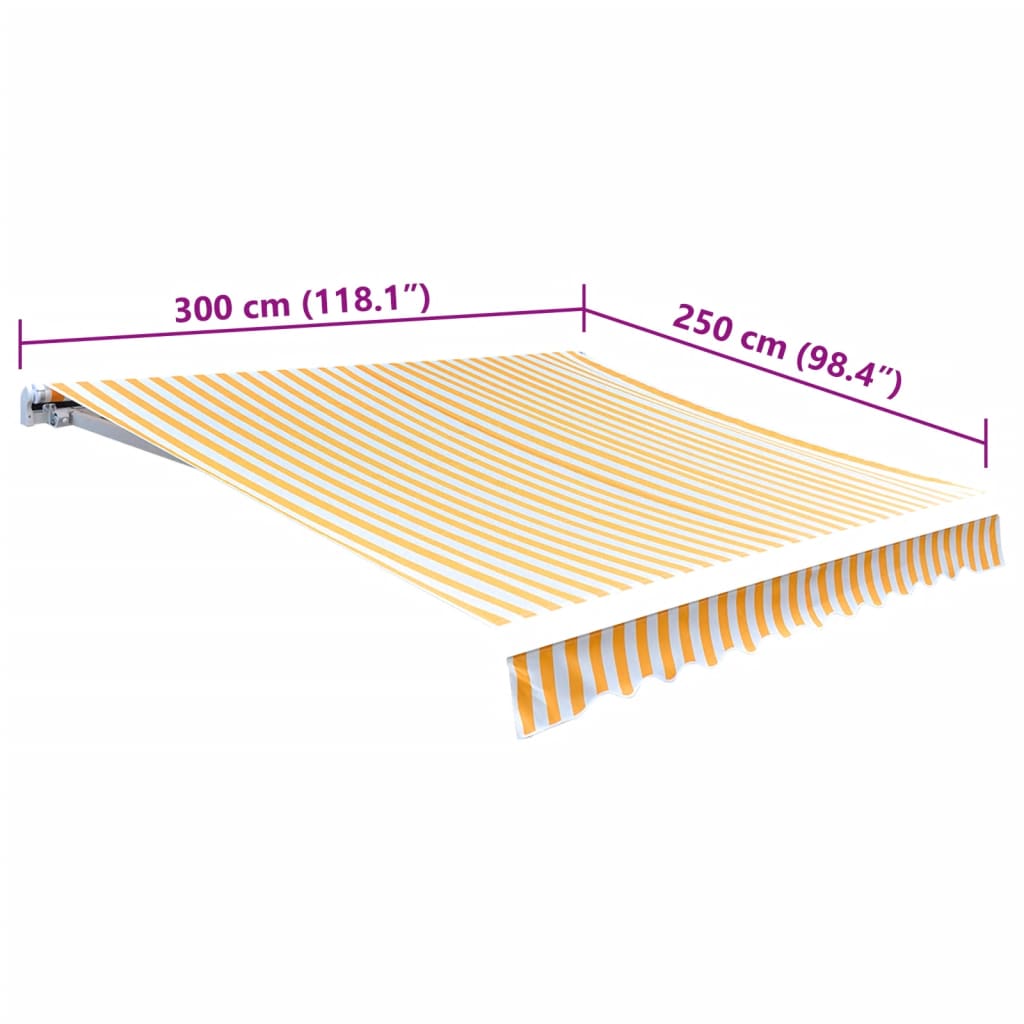 Awning Top Sunshade Canvas Sunflower Yellow & White 3x2.5m