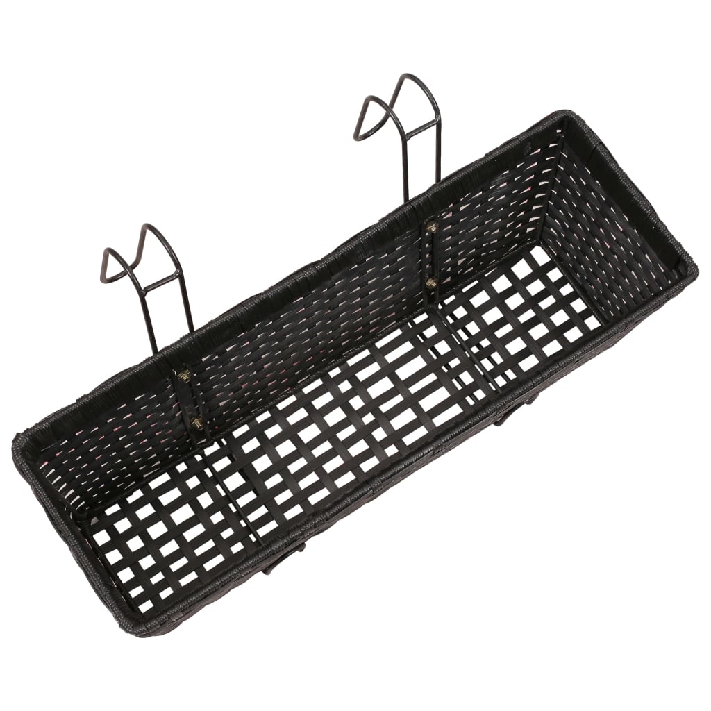 Balcony Trapezoid Rattan Planter Set 50 cm 2 pcs Black