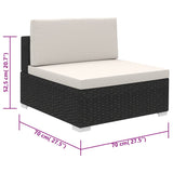 6 Piece Garden Lounge Set with Cushions Poly Rattan Black