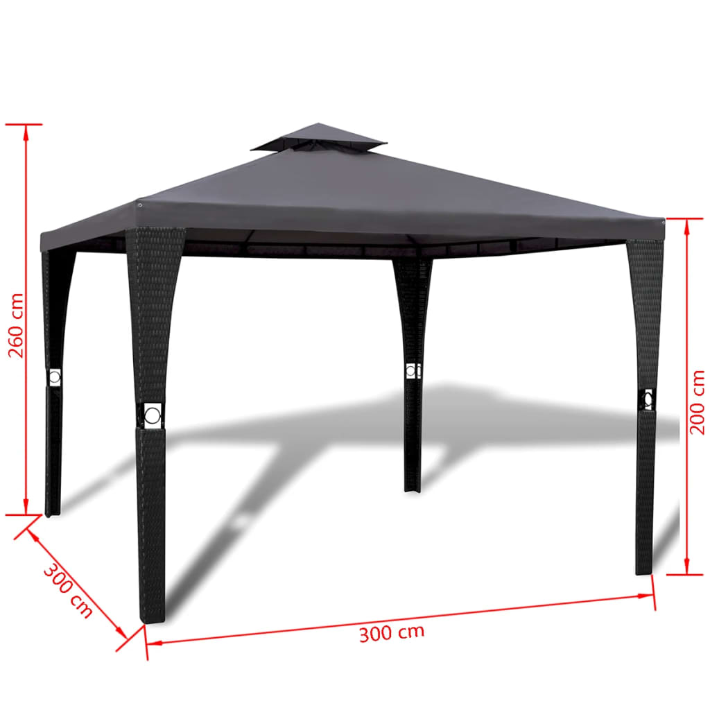 Gazebo with Roof 3x3 m Dark Grey