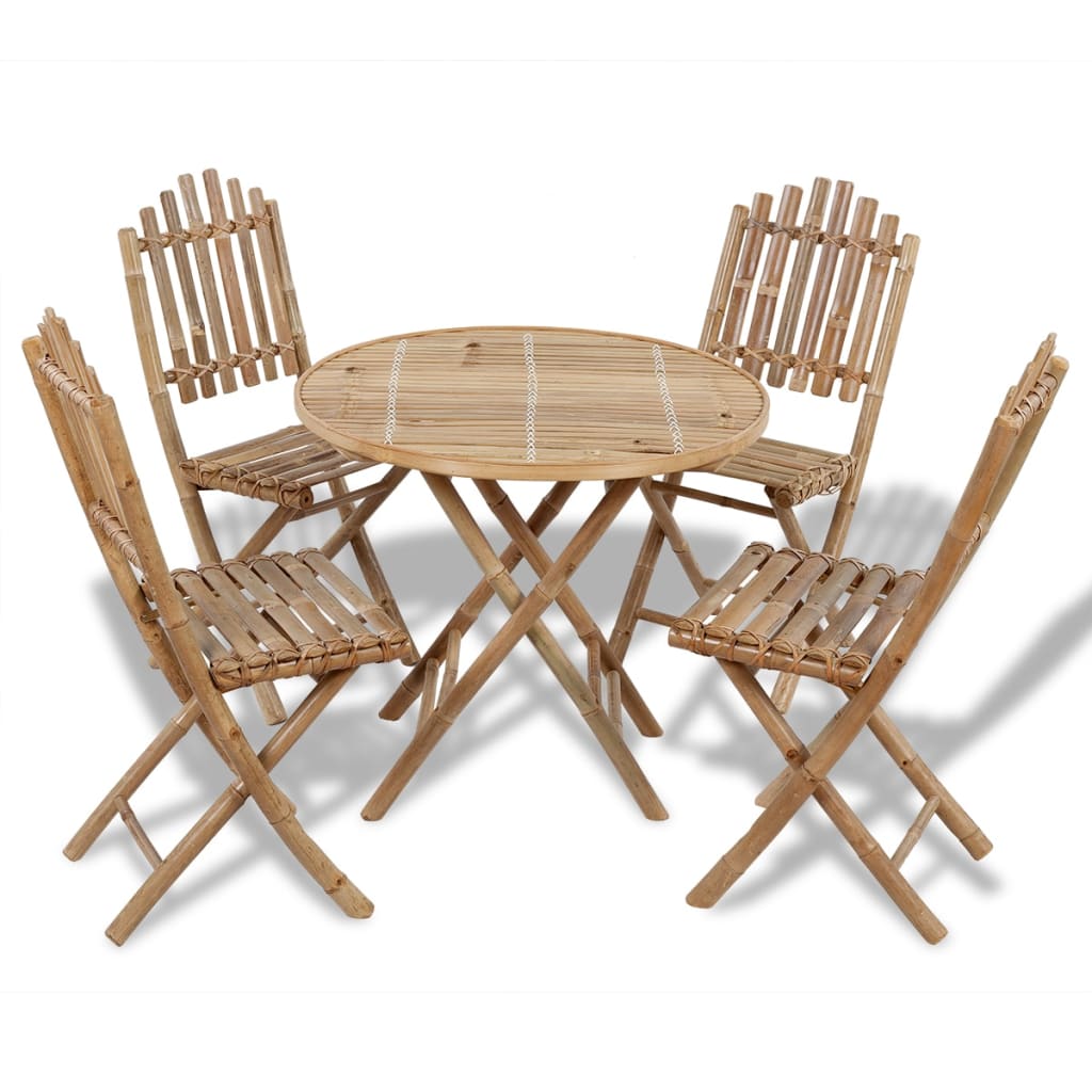 5 Piece Folding Outdoor Dining Set Bamboo