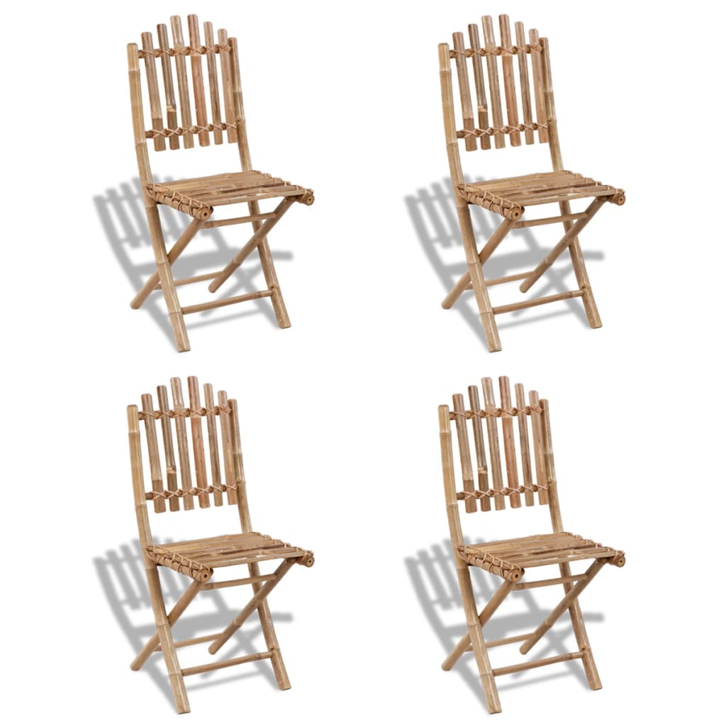 5 Piece Folding Outdoor Dining Set Bamboo