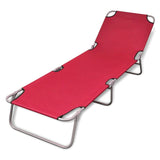 Folding Sun Lounger Powder-coated Steel Red