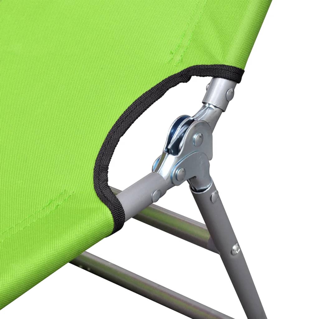 Folding Sun Lounger Powder-coated Steel Apple Green