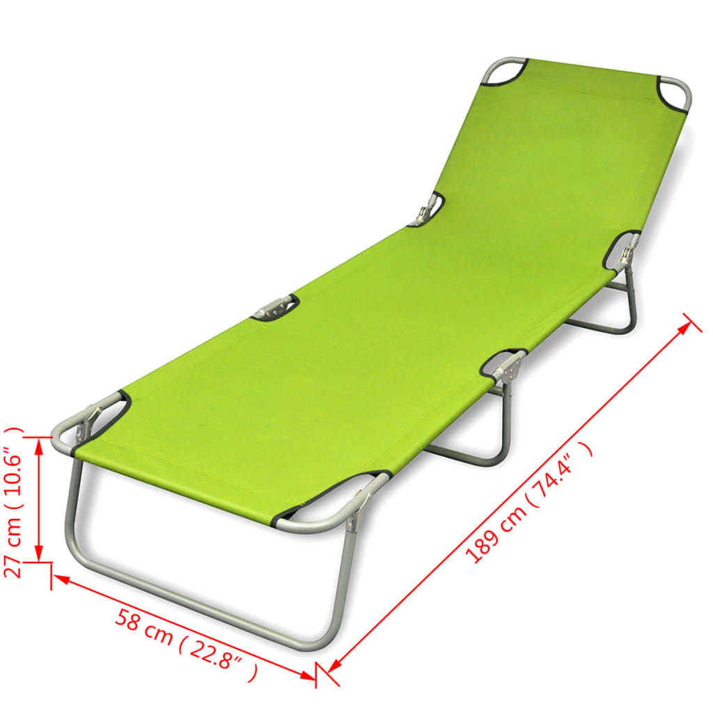 Folding Sun Lounger Powder-coated Steel Apple Green