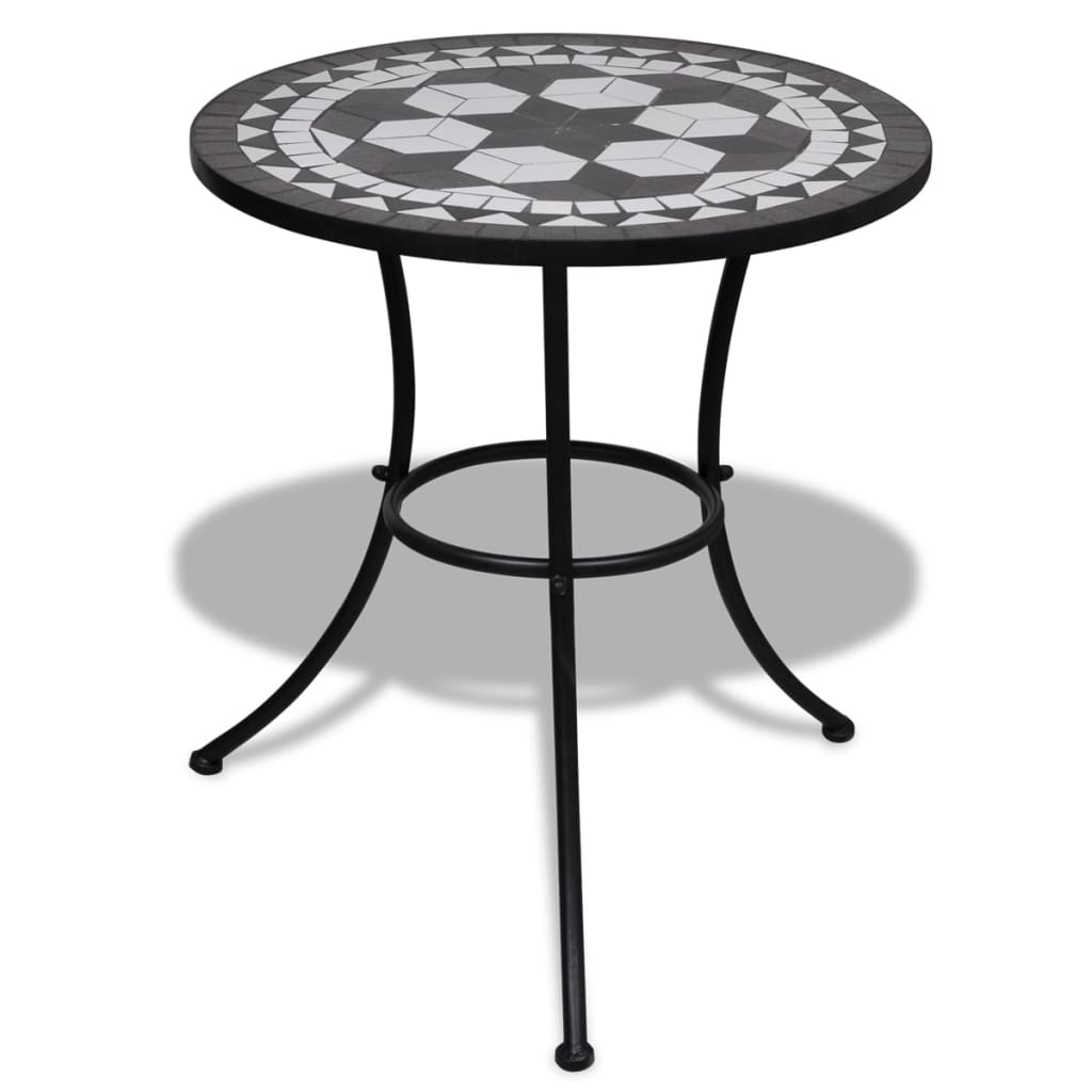 Bistro Table Black and White 60 cm Mosaic