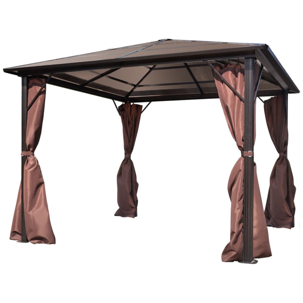 Gazebo with Curtain Brown Aluminium 300 x 300 cm