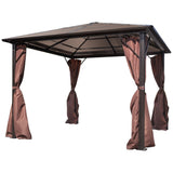 Gazebo with Curtain Brown Aluminium 300 x 300 cm