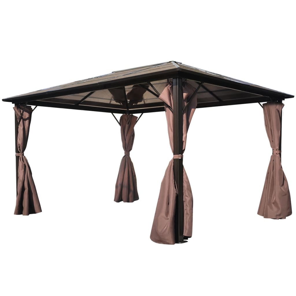 Gazebo with Curtain Brown Aluminium 400 x 300 cm