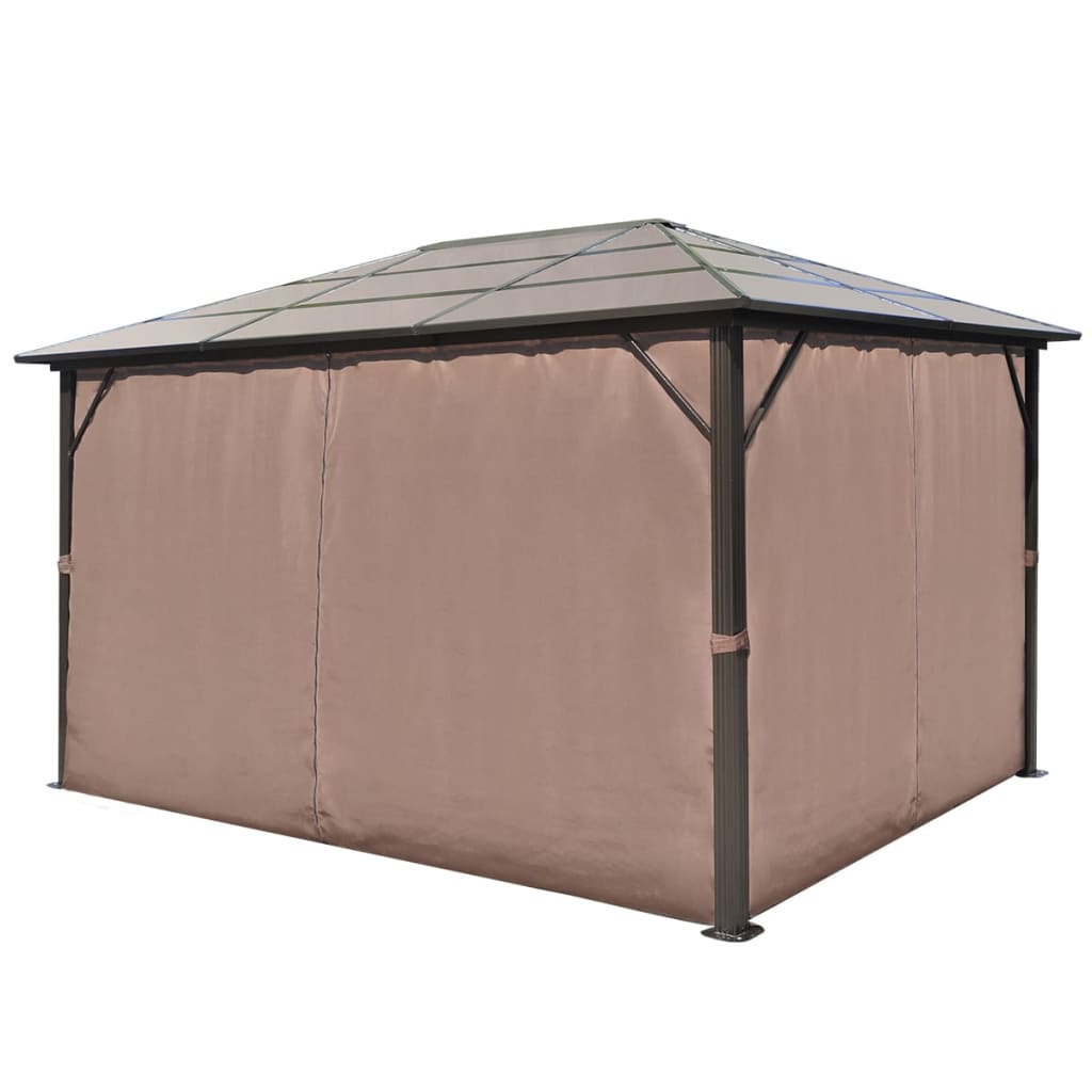 Gazebo with Curtain Brown Aluminium 400 x 300 cm