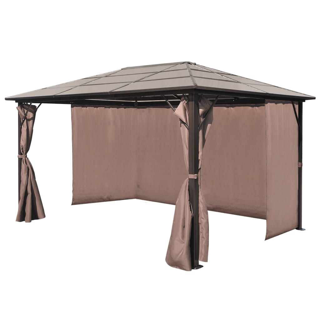 Gazebo with Curtain Brown Aluminium 400 x 300 cm