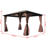 Gazebo with Curtain Brown Aluminium 400 x 300 cm