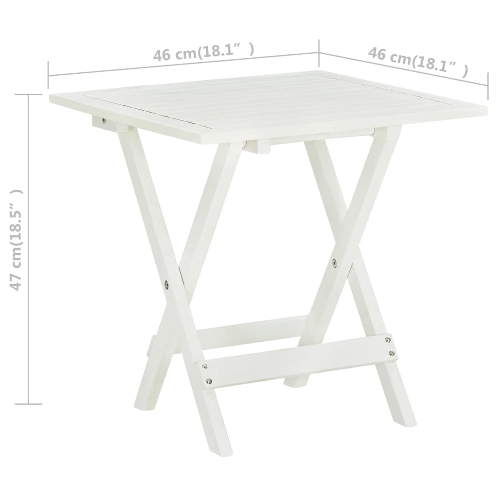 Bistro Table White 46x46x47 cm Solid Acacia Wood