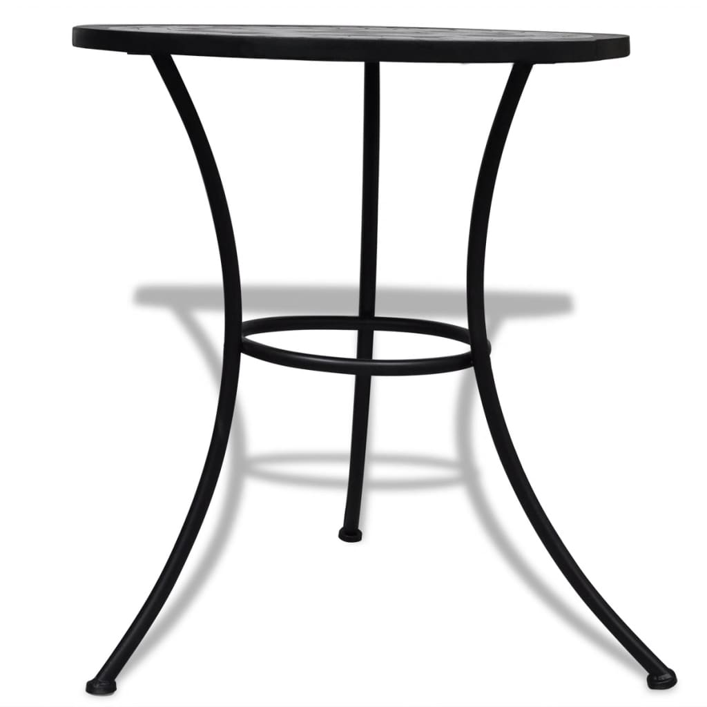 3 Piece Bistro Set Ceramic Tile Black and White