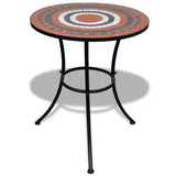 3 Piece Bistro Set Ceramic Tile Terracotta and White