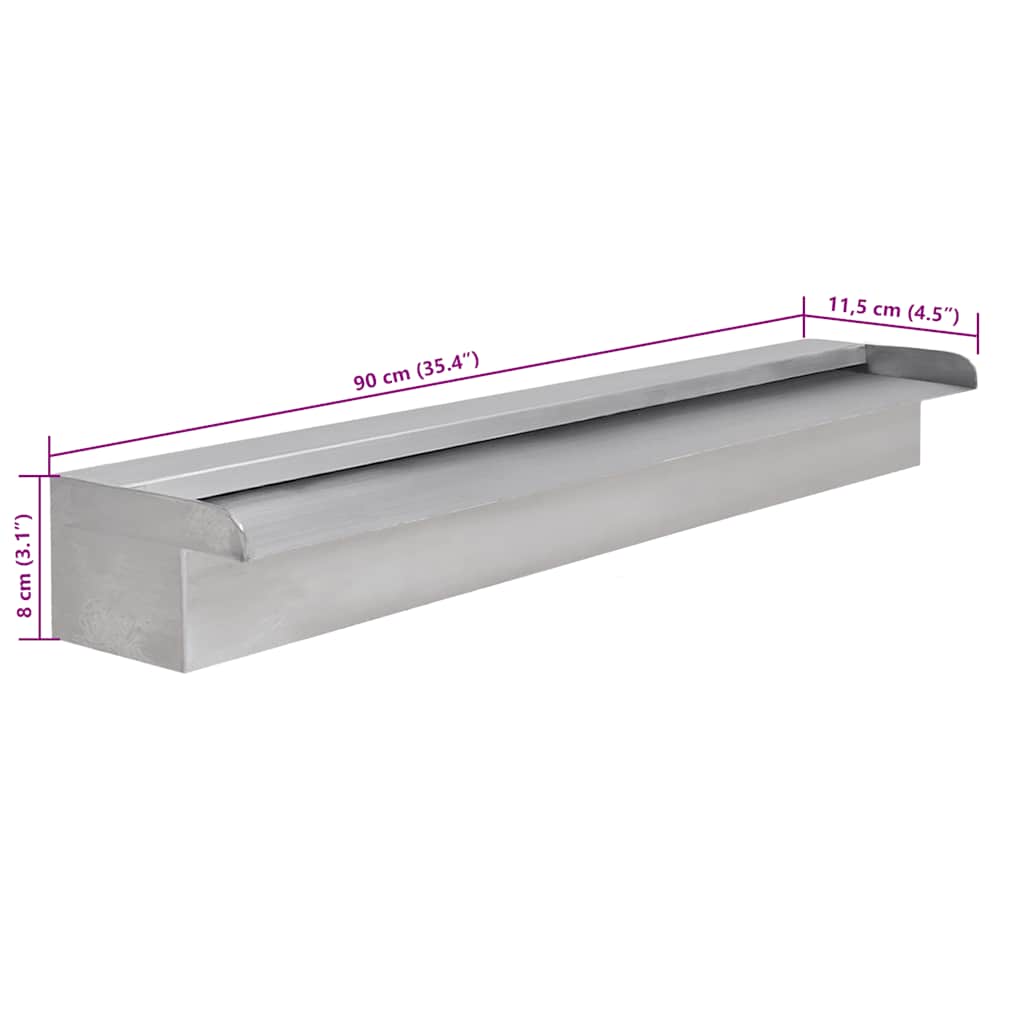 Rectangular Waterfall Pool Fountain Stainless Steel 90 cm