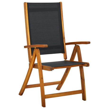 Folding Garden Chairs 2 pcs Solid Acacia Wood and Textilene