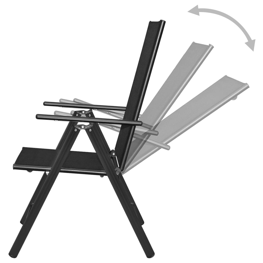 Folding Garden Chairs 4 pcs Aluminium and Textilene Black