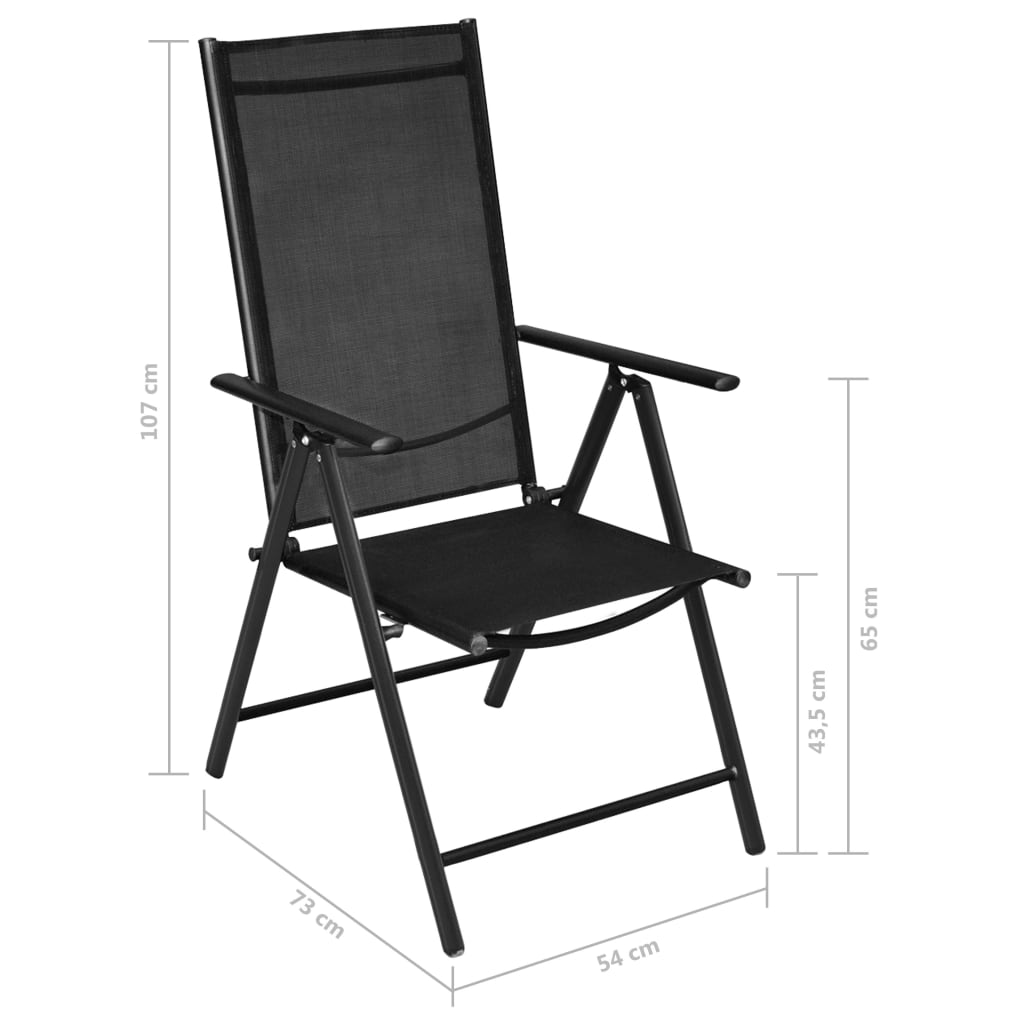 Folding Garden Chairs 4 pcs Aluminium and Textilene Black