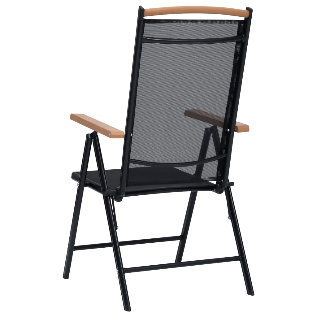 Folding Garden Chairs 2 pcs Aluminium and Textilene Black