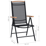 Folding Garden Chairs 2 pcs Aluminium and Textilene Black