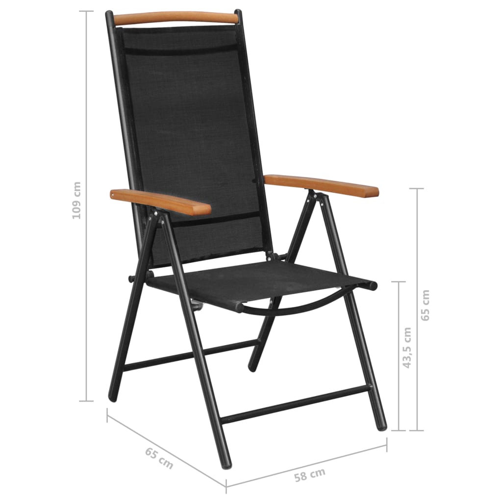 Folding Garden Chairs 4 pcs Aluminium and Textilene Black