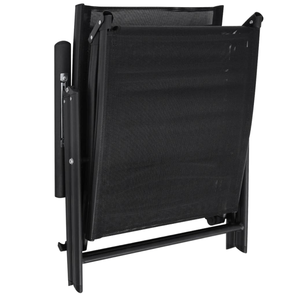 Folding Sun Lounger Aluminium Black