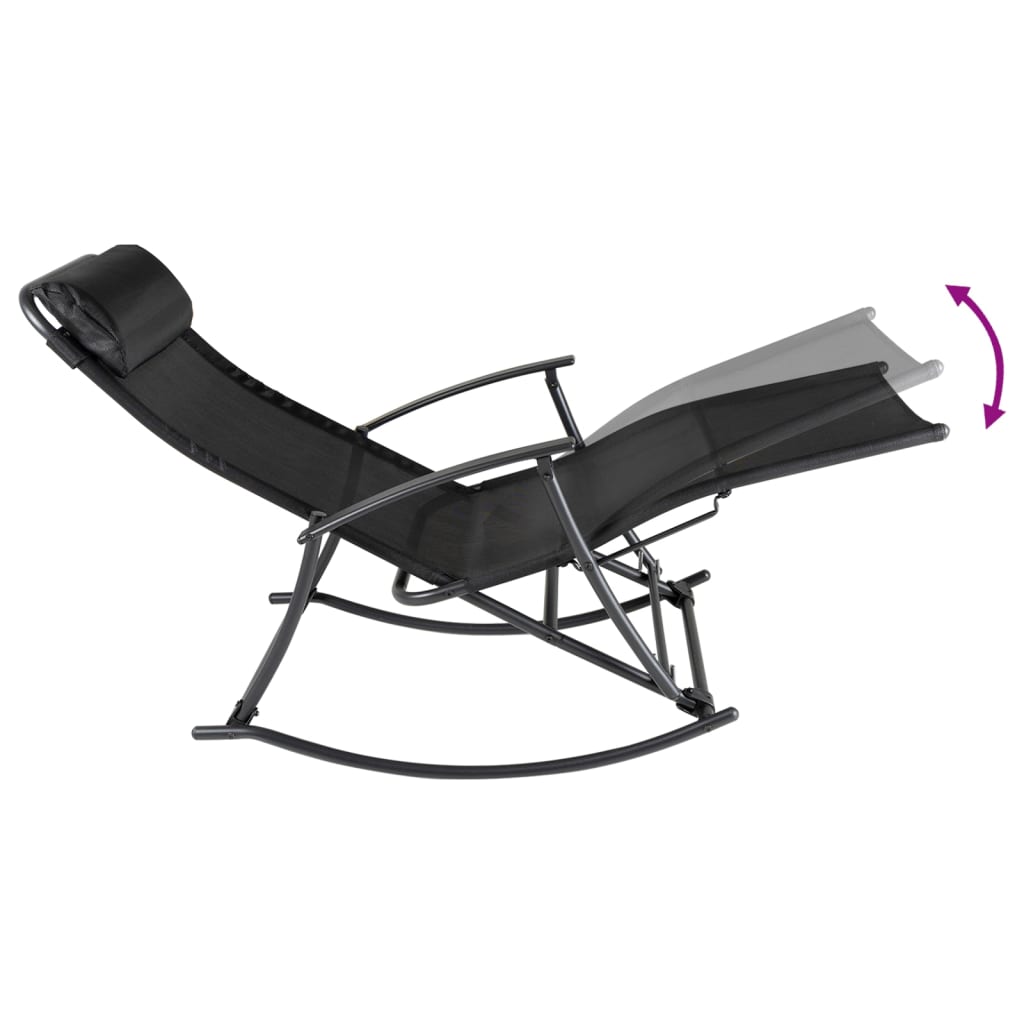 Garden Rocking Chair Steel and Textilene Black